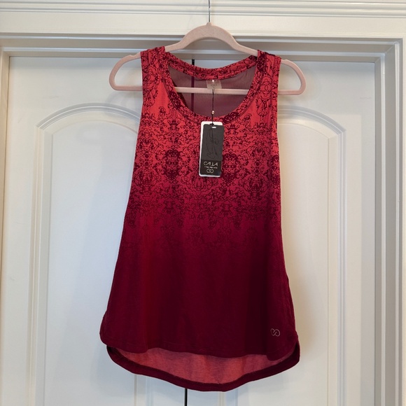 💪 Calia Athletic Tank Top | Red Print, Ombre Scroll | Sz L | NWT - Picture 1 of 3
